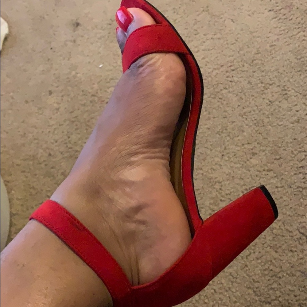 Blood shot Red Open toe Heels!